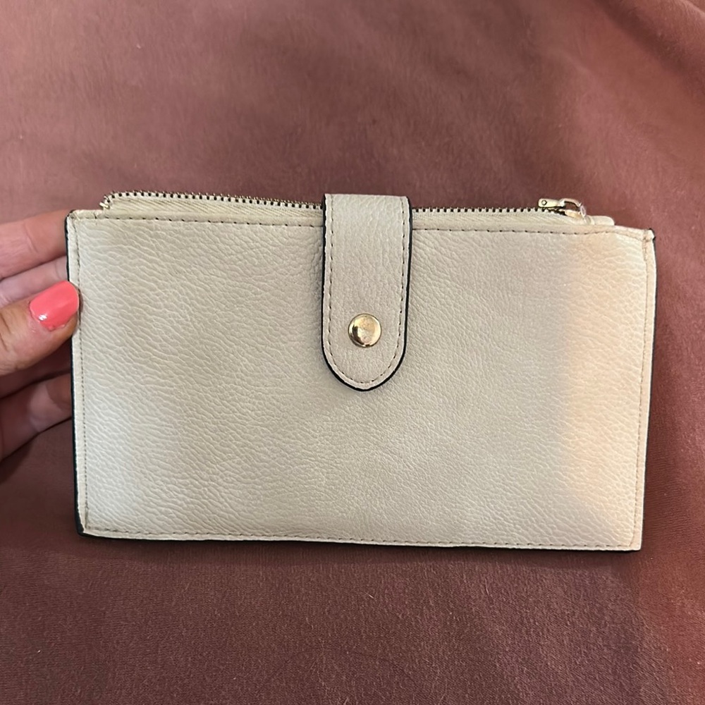 Cream Minimalist Wallet with Snap Closure